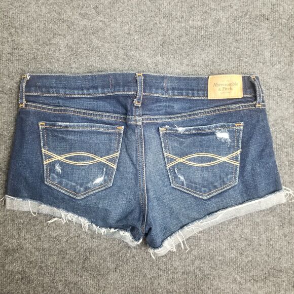 Abercrombie & Fitch Women's Denim Shorts size 4 27 Low Rise Distressed Cut Off - Picture 9 of 12